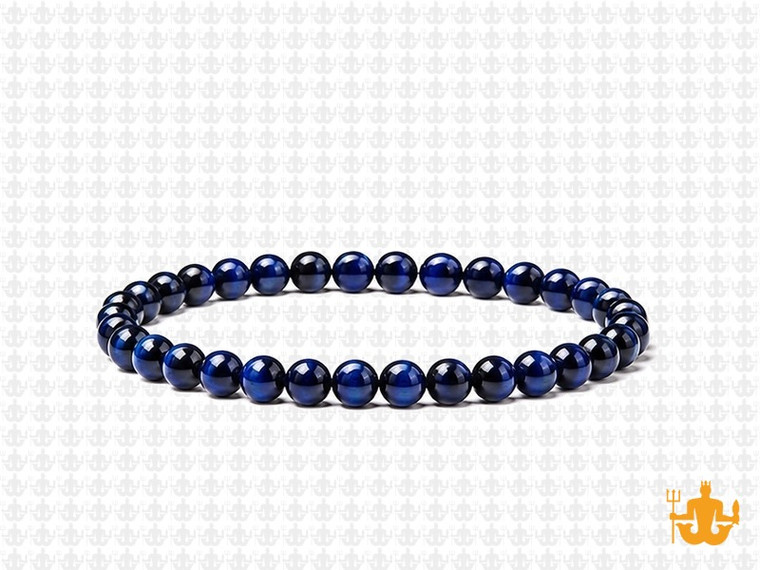 4mm Blue Tiger Eye Elastic Bracelet 7.5" dyed [b1g3l]