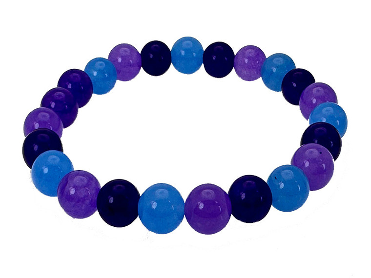 4mm Mix Agate & Jade Elastic Bracelet 7.5" dyed [b1s17]