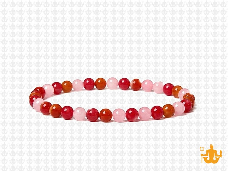 4mm Mix Agate & Rose Quartz & Jade Elastic Bracelet 7.5" dyed [b1s20]