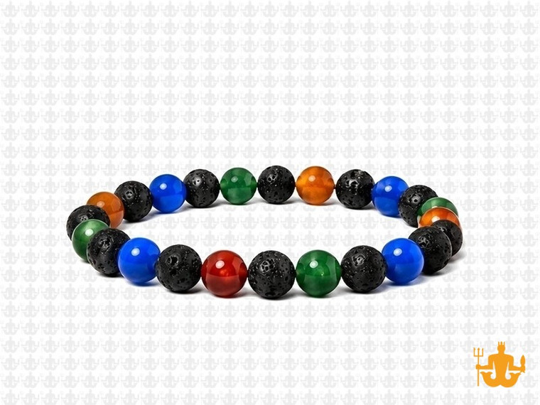 4mm Mix Agate + Matte Onyx Elastic Bracelet 7.5" dyed [b1s23]