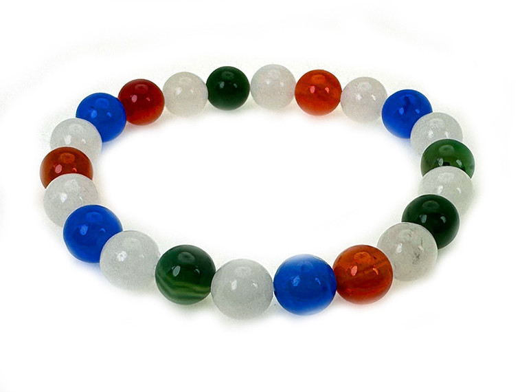 4mm Mix Agate & Jade Elastic Bracelet 7.5" dyed [b1s24]