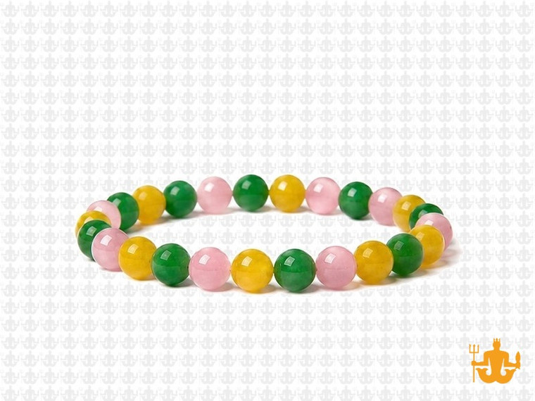 6mm Rose Quartz + Mix Jade Elastic Bracelet 7.5" dyed [b2s5]
