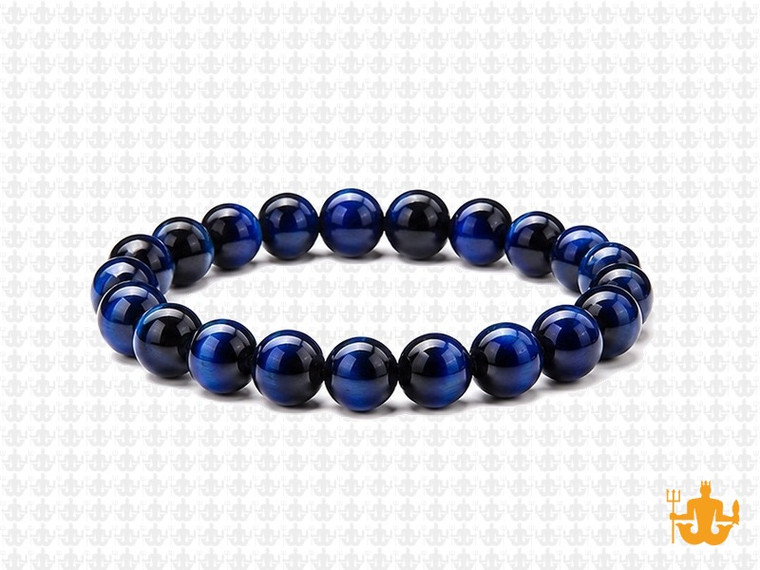 8mm Blue Tiger Eye Elastic Bracelet 7.5" dyed [b3g3l]