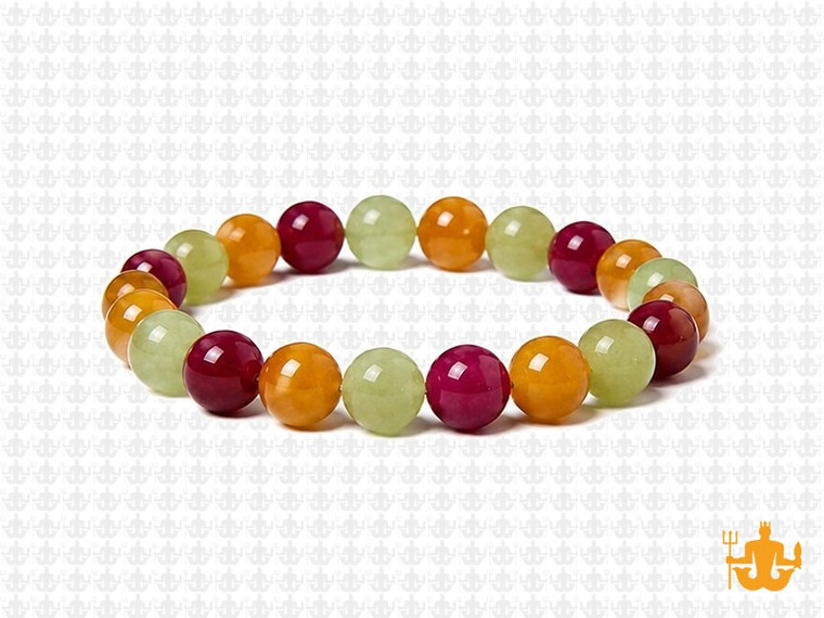 8mm Mix Jade Elastic Bracelet 7.5" dyed [b3s10]