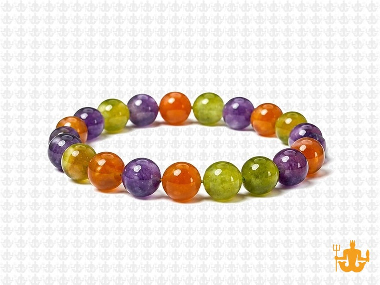 8mm Mix Jade Elastic Bracelet 7.5" dyed [b3s7]