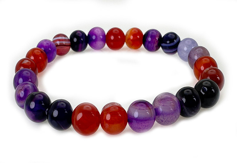 10mm Mix Agate Elastic Bracelet 7.5" dyed [b4s28]