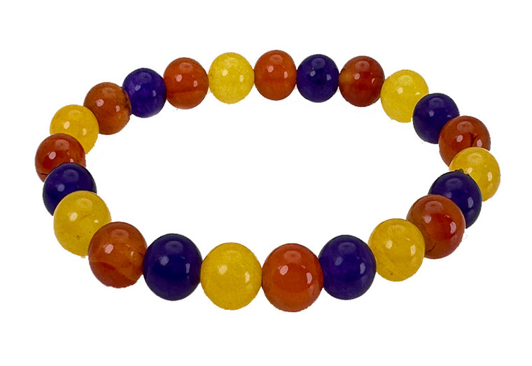 10mm Mix Agate & Jade Elastic Bracelet 7.5" dyed [b4s4]