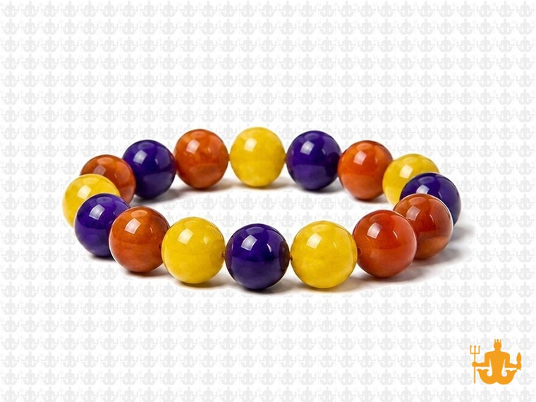 10mm Mix Agate & Jade Elastic Bracelet 7.5" dyed [b4s4]