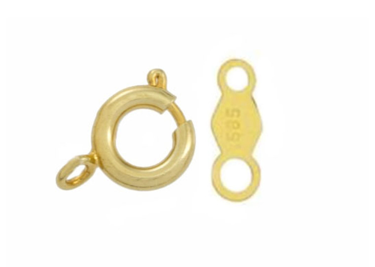 14Kt 585 Solid Gold 5mm Spring Ring Clasp & Tab 1 Set [x414c]