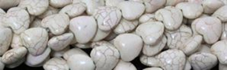 12mm White Turquoise Heart Beads t536w 15.5" [v0651]