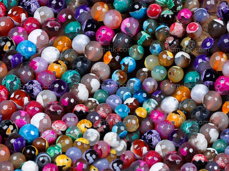 12mm Mix Fire Agate Round Beads 15.5" dyed [12g2x]
