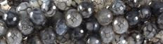 8mm Black Fire Agate Faceted Round Beads 15.5" [v1465]