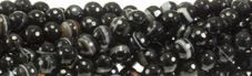8mm Black Stripe Agate Faceted Round Beads 15.5" [v1473]