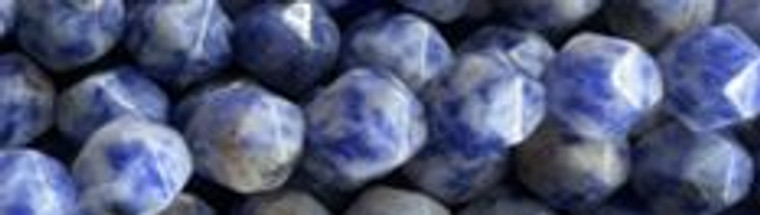 8mm Denim Lapis Faceted Hexagon Beads 15.5" [v1515]