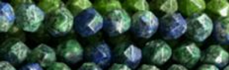 8mm Azurite Malachite Faceted Hexagon Beads 15.5" [v1550]