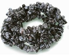 8-12mm Snowfalke Obsidian Chips c3b25 36" [v1817]