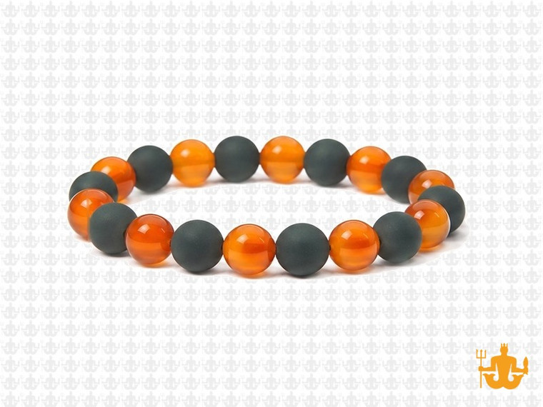 8mm Carnelian & Matte Onyx Bracelet 7.5" [b3x57]
