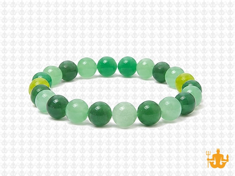 8mm Aventurine & Olivine Jade Bracelet 7.5" [b3x58]