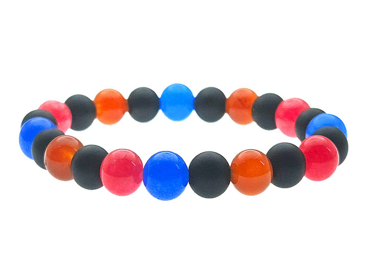 8mm Carnelian, Onyx  & Jade Bracelet 7.5" [b3x65]