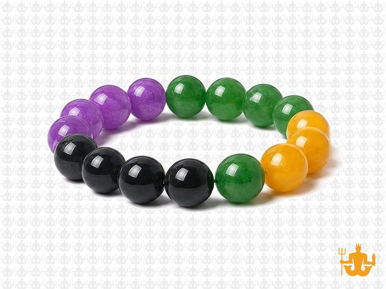 10mm Onyx, Aventurine & Jade Bracelet 7.5" [b4x51]