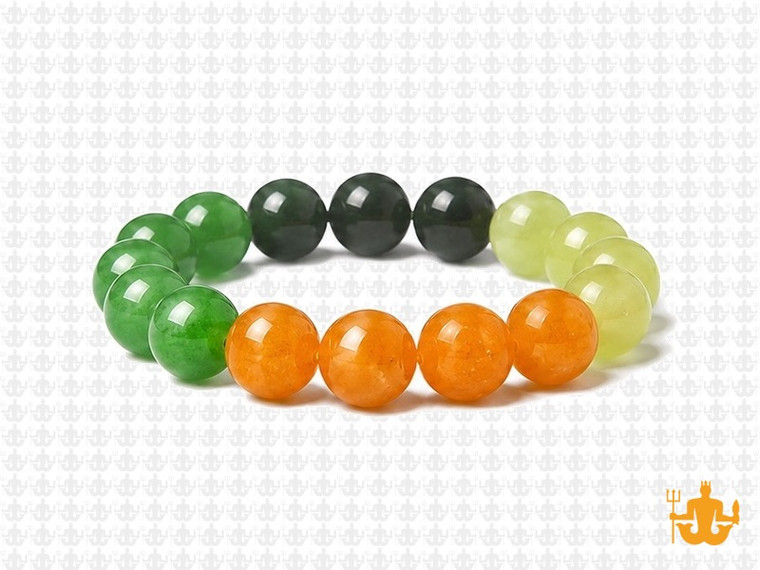 10mm Carnelian, Onyx  & Jade Bracelet 7.5" [b4x70]