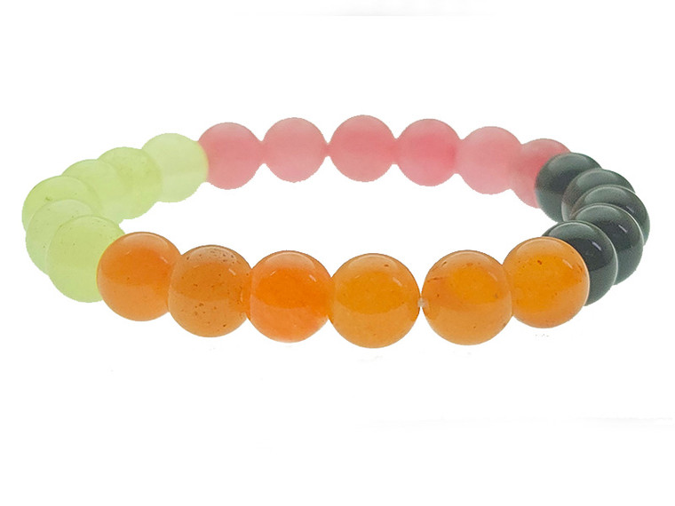 10mm Carnelian, Onyx  & Jade Bracelet 7.5" [b4x84]