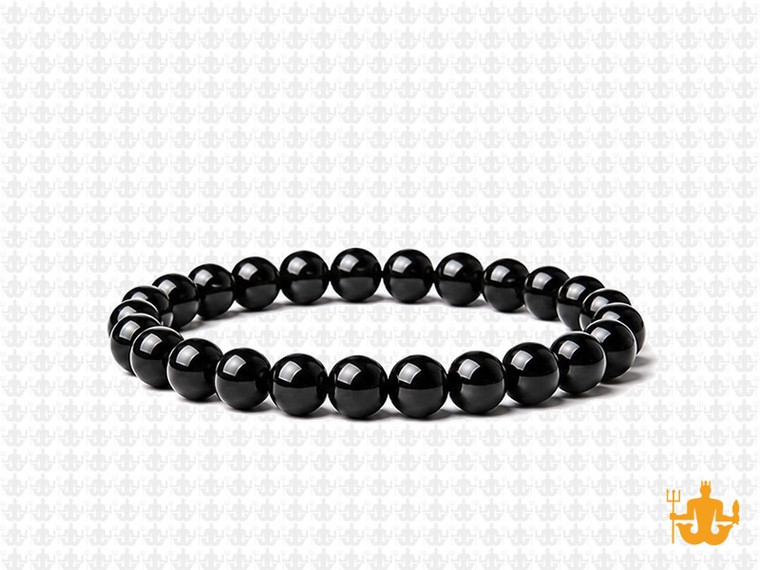6mm Black Tourmaline Elastic Bracelet 7.5" natural [b3mm5]