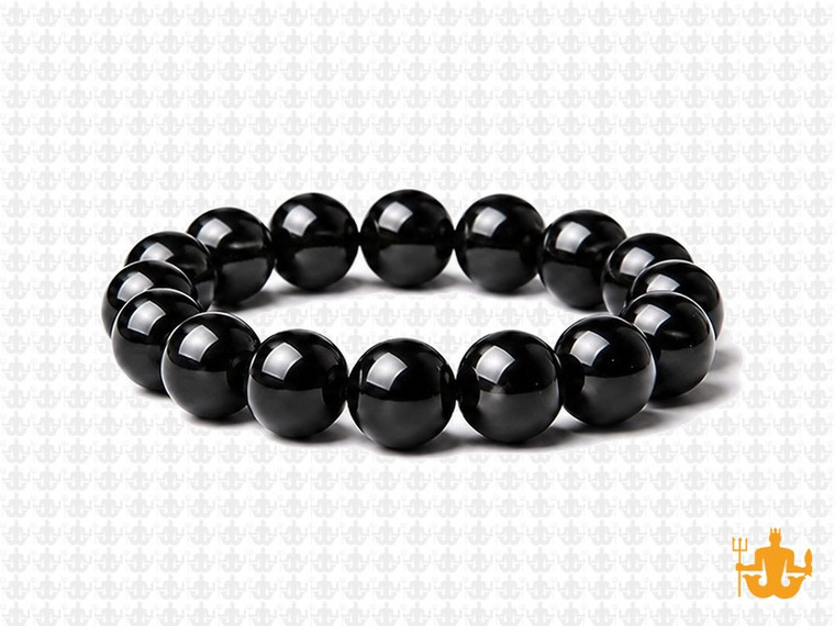 10mm Black Tourmaline Elastic Bracelet 7.5" natural [b3mm5]