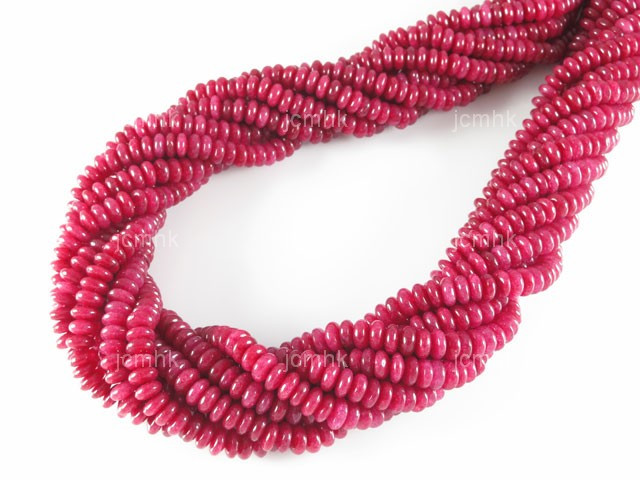 8mm Ruby Jade Rondelle Beads 15.5" natural dyed [s3b76]