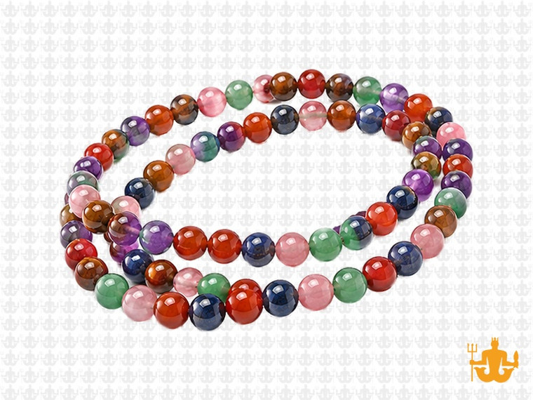 4mm 7 Chakra Round Beads 15.5", Natural [4m54]