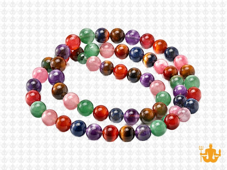 8mm 7 Chakra Round Beads 15.5", Natural [8m54]