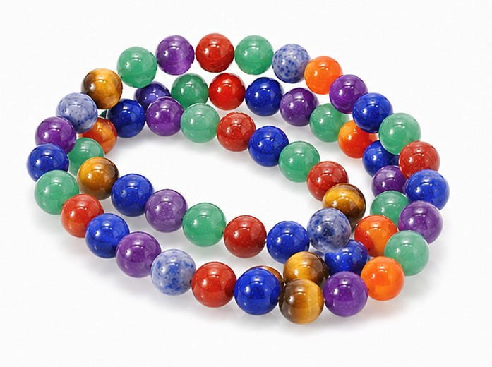8mm 7 Chakra Round Beads 15.5", Natural [8m56]