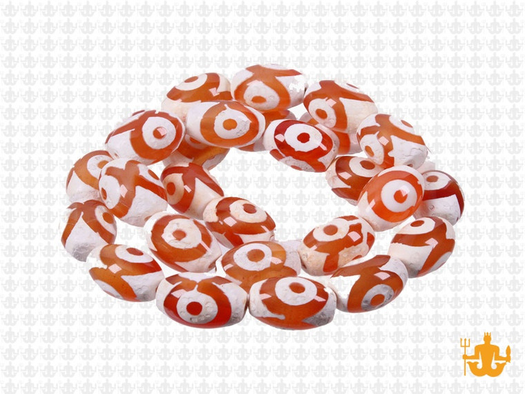 10mm Tibetan Dzi  Agate Oval Beads 15.5" natural  [10m73]
