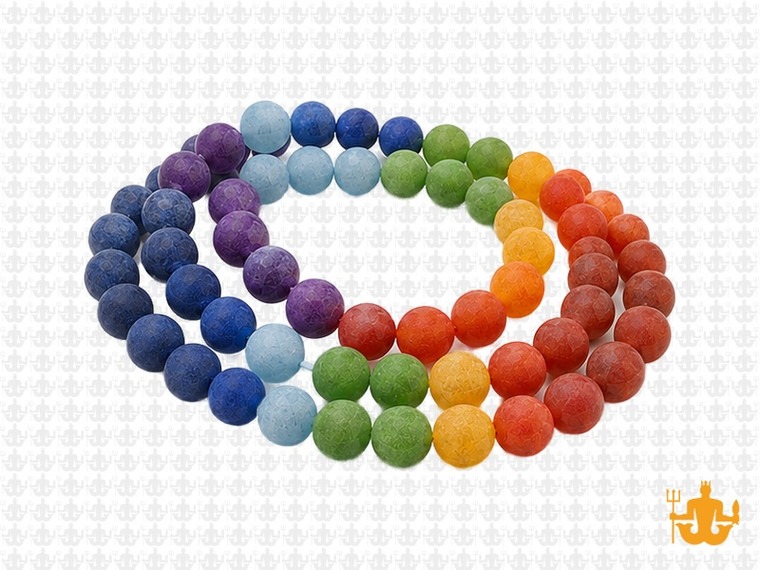 6mm Matte 7 Chakra Round Beads 15.5", Natural [6m55m]