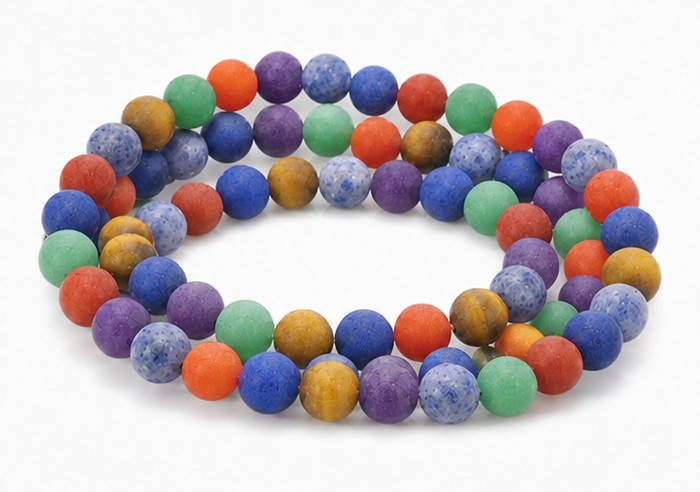 6mm Matte 7 Chakra Round Beads 15.5", Natural [6m56m]