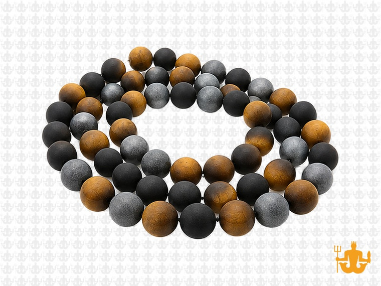 6mm Matte Tiger Eye, Onyx, Hematite Round Beads 15.5", Natural [6x90m]