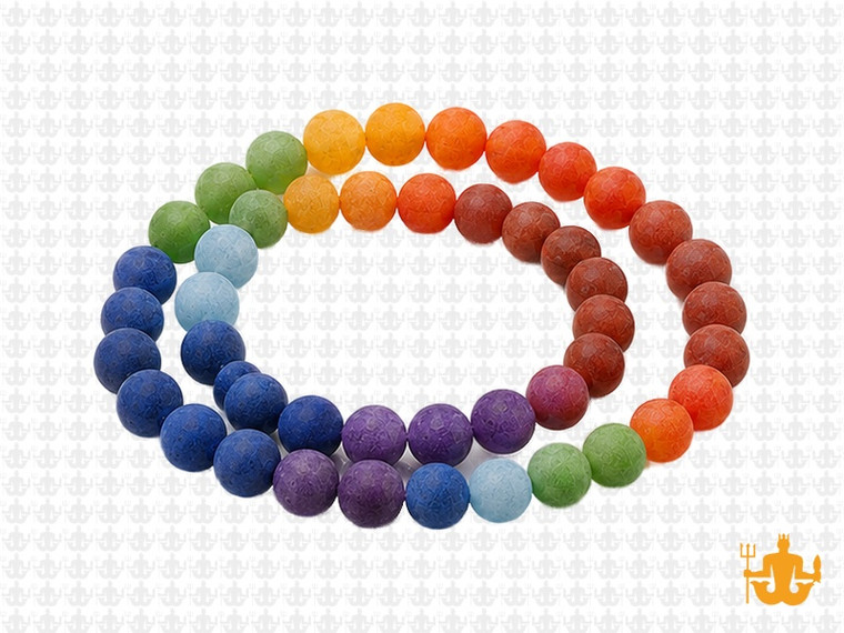 8mm Matte 7 Chakra Round Beads 15.5", Natural [8m55m]