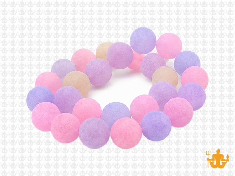 10mm Matte Mixing Jade & Quartz Round Beads 15.5", dyed [10x94m]