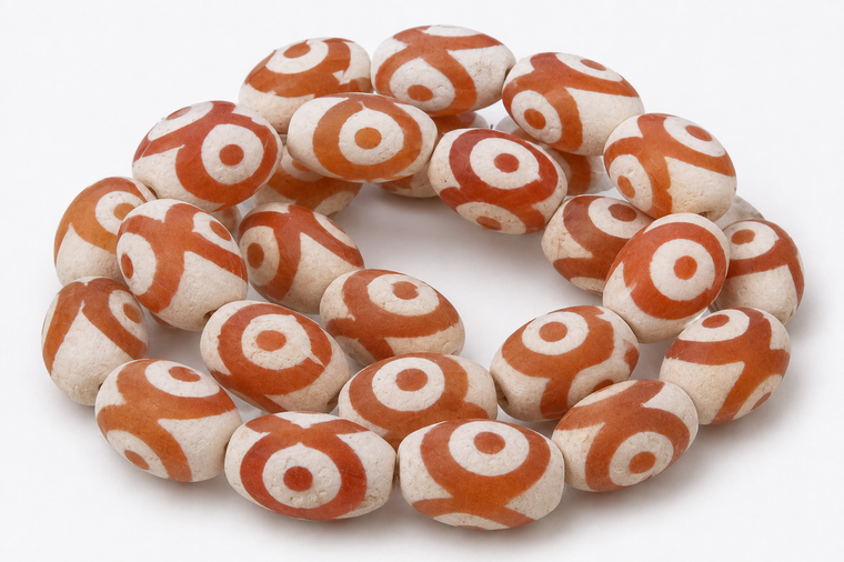 10mm Matte Tibetan Dzi Agate Oval Beads 15.5" natural [10m73m]