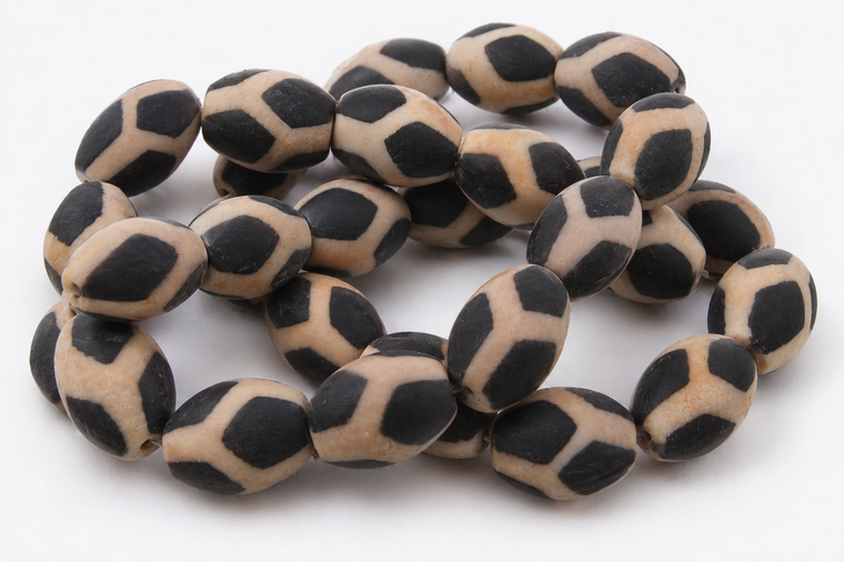 12mm Matte Tibetan Dzi Agate Oval Beads 15.5" natural [12m74m]