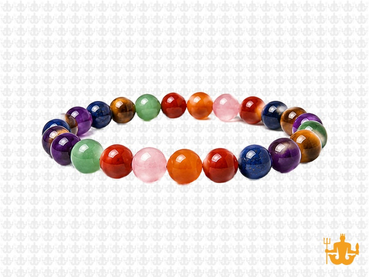 6mm 7 Chakra Bracelet 7.5", Natural [b2m54]
