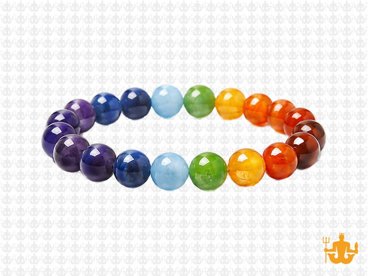 6mm 7 Chakra Bracelet 7.5", Natural [b2m55]