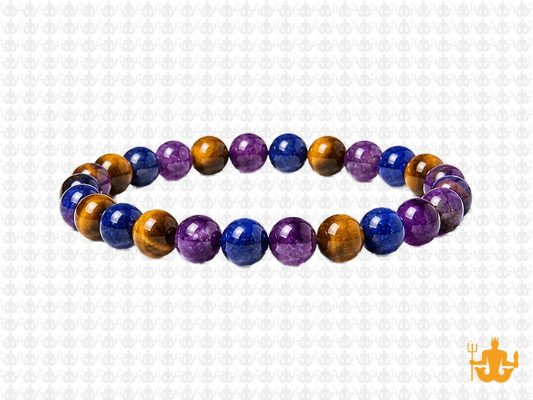 6mm Amethyst, Lapis, Tiger Eye Bracelet 7.5", Natural [b2x92]