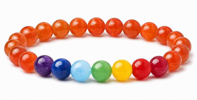 6mm 7 Chakra Bracelet 7.5", Natural [b2m51]