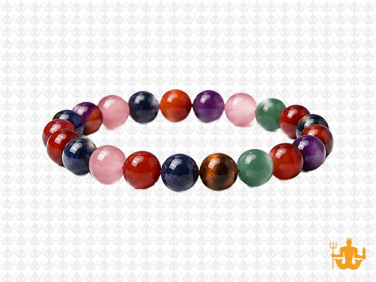 8mm 7 Chakra Bracelet 7.5", Natural [b3m53]