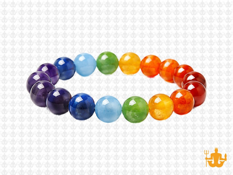 8mm 7 Chakra Bracelet 7.5", Natural [b3m55]
