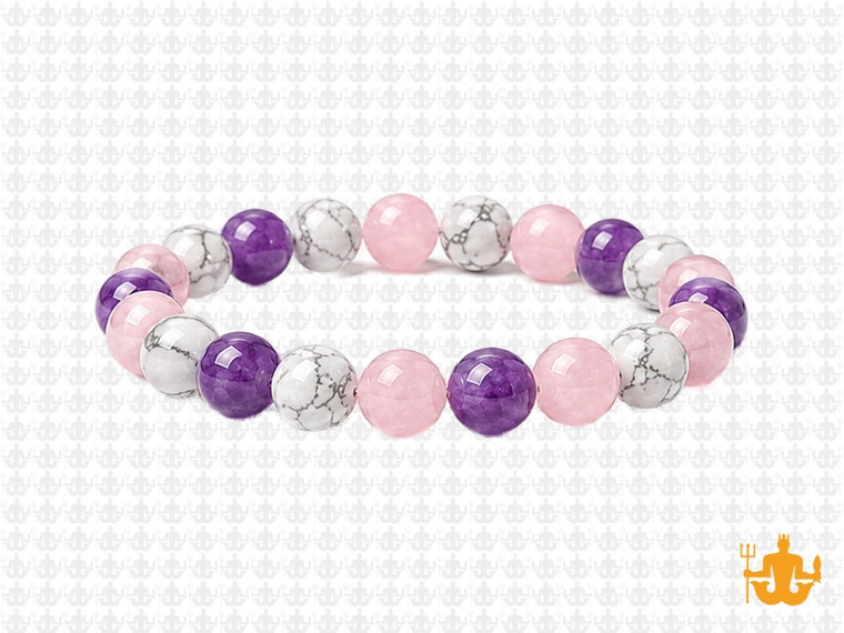 8mm Amethyst, howlite, Rose Quartz Bracelet 7.5", Natural [b3x91]