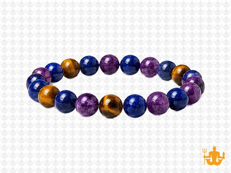 8mm Amethyst, Lapis, Tiger Eye Bracelet 7.5", Natural [b3x92]