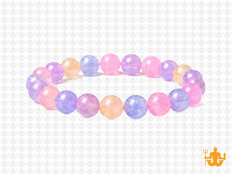 8mm Mixing Jade & Quartz Bracelet 7.5", dyed [b3x94]