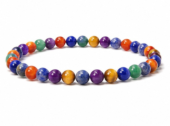 4mm 7 Chakra Bracelet 7.5", Natural [b1m56]